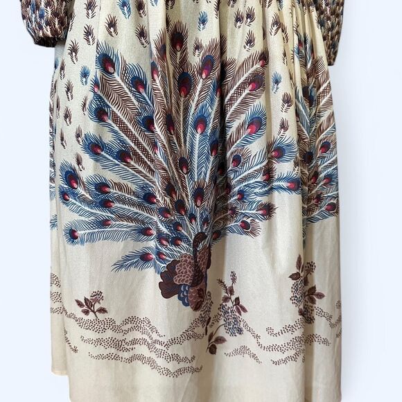 Vintage 70s Peacock Prairie Dress – Ruffle Collar & Statement Skirt - Picture 3 of 4